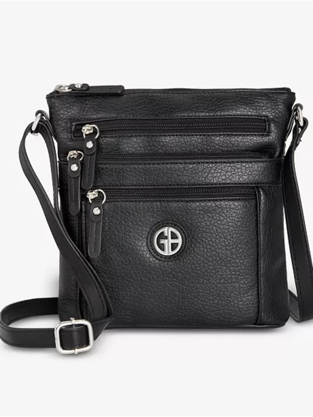 Giani Bernini Black  Vegan Leather Crossbody Bag Multi Pocket Travel Purse NWOT